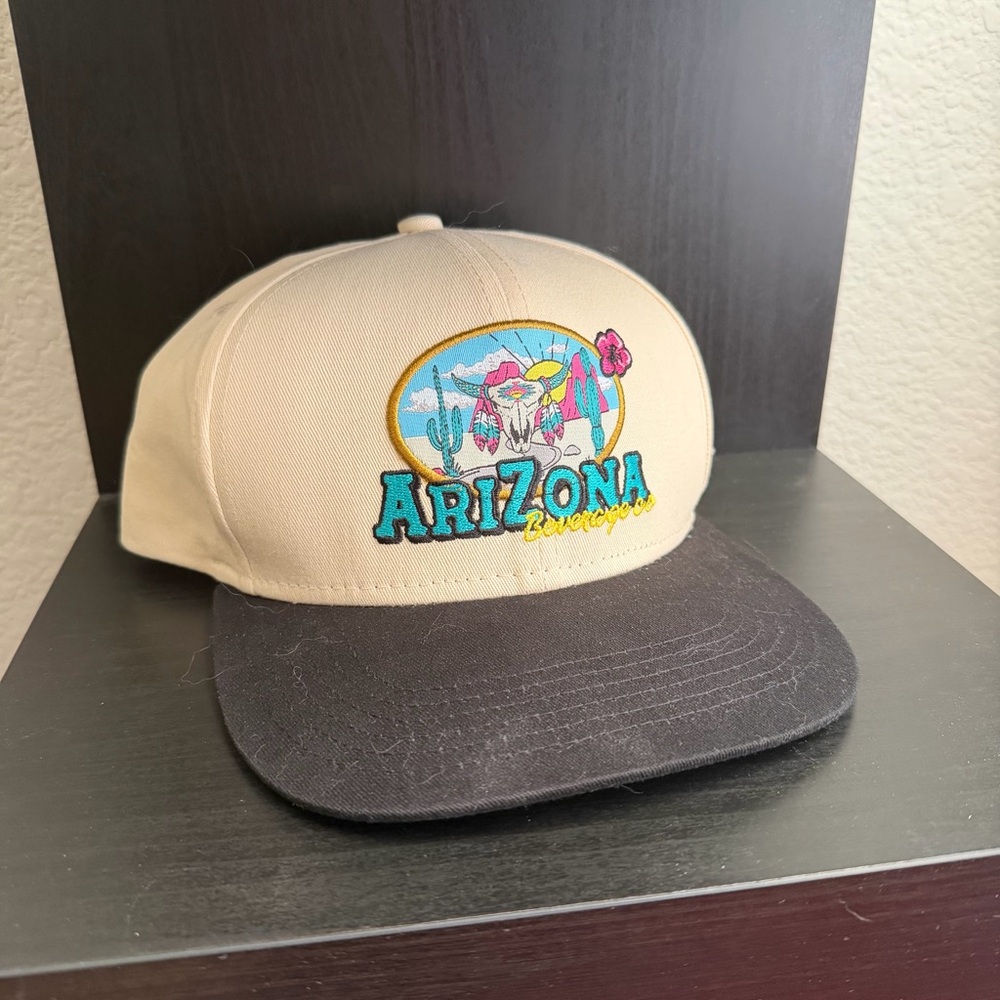 Arizona Iced Tea Embroidered Beige & Black Snapback Hat